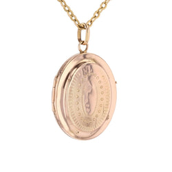 Antique oval medallion rose gold chiseled