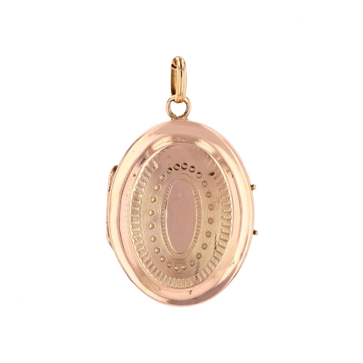Antique oval medallion rose gold chiseled