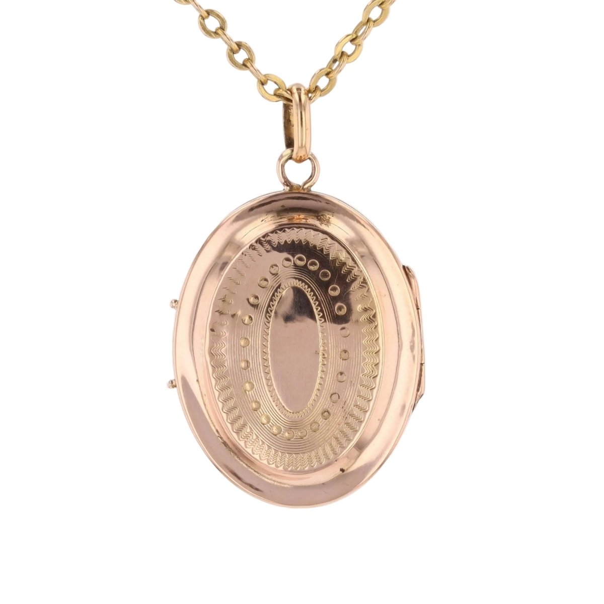 Antique oval medallion rose gold chiseled