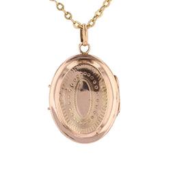 Antique oval medallion rose gold chiseled