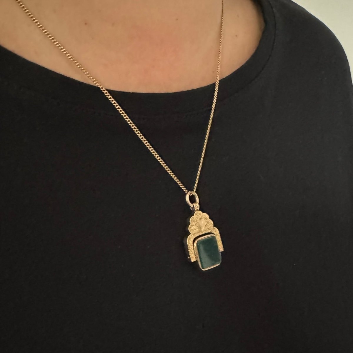 Pendentif en or rose, agate et jaspe - Castafiore