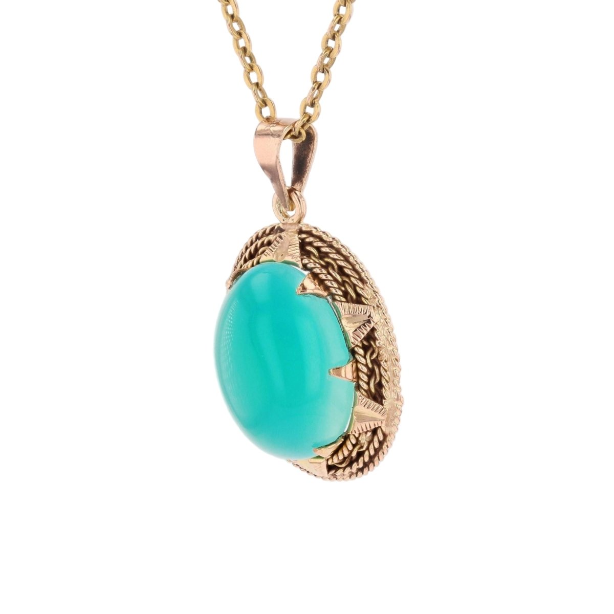 Pendentif en or rose et chrysaprase - Castafiore