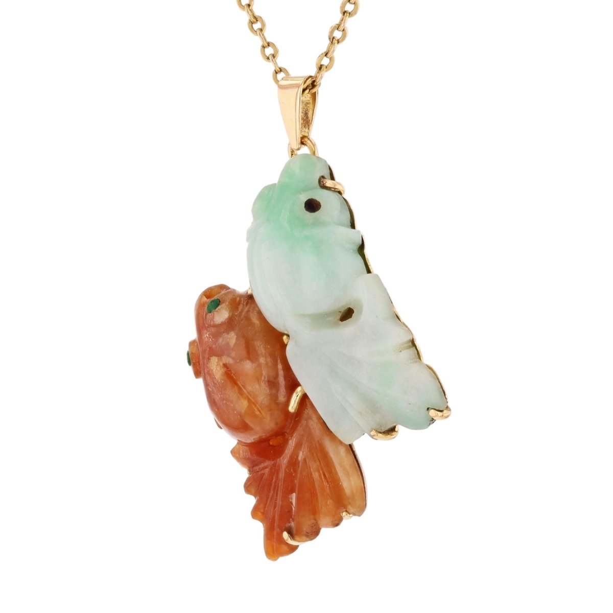Pendentif en or rose et jades - Castafiore