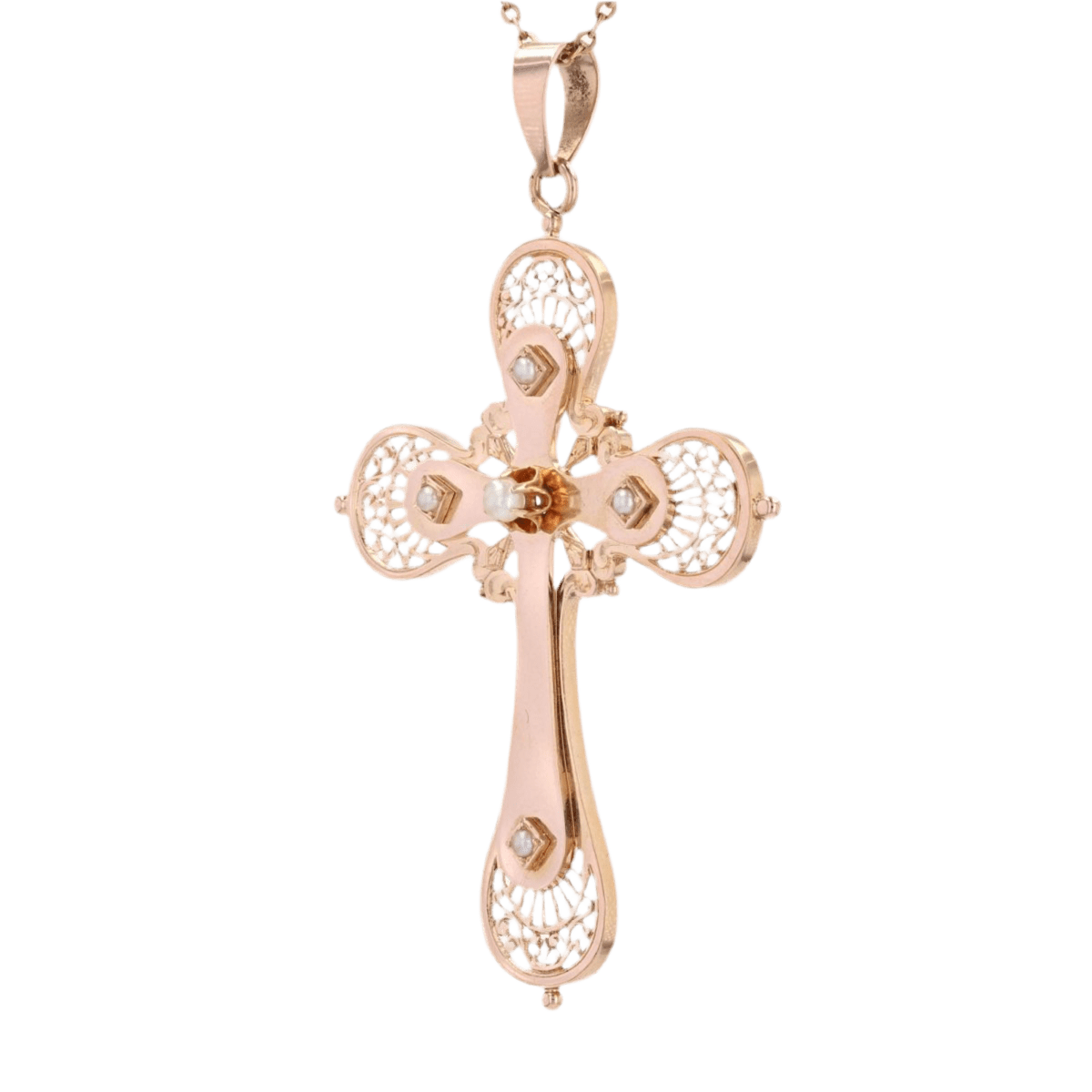 Pendentif en or rose et perles - Castafiore