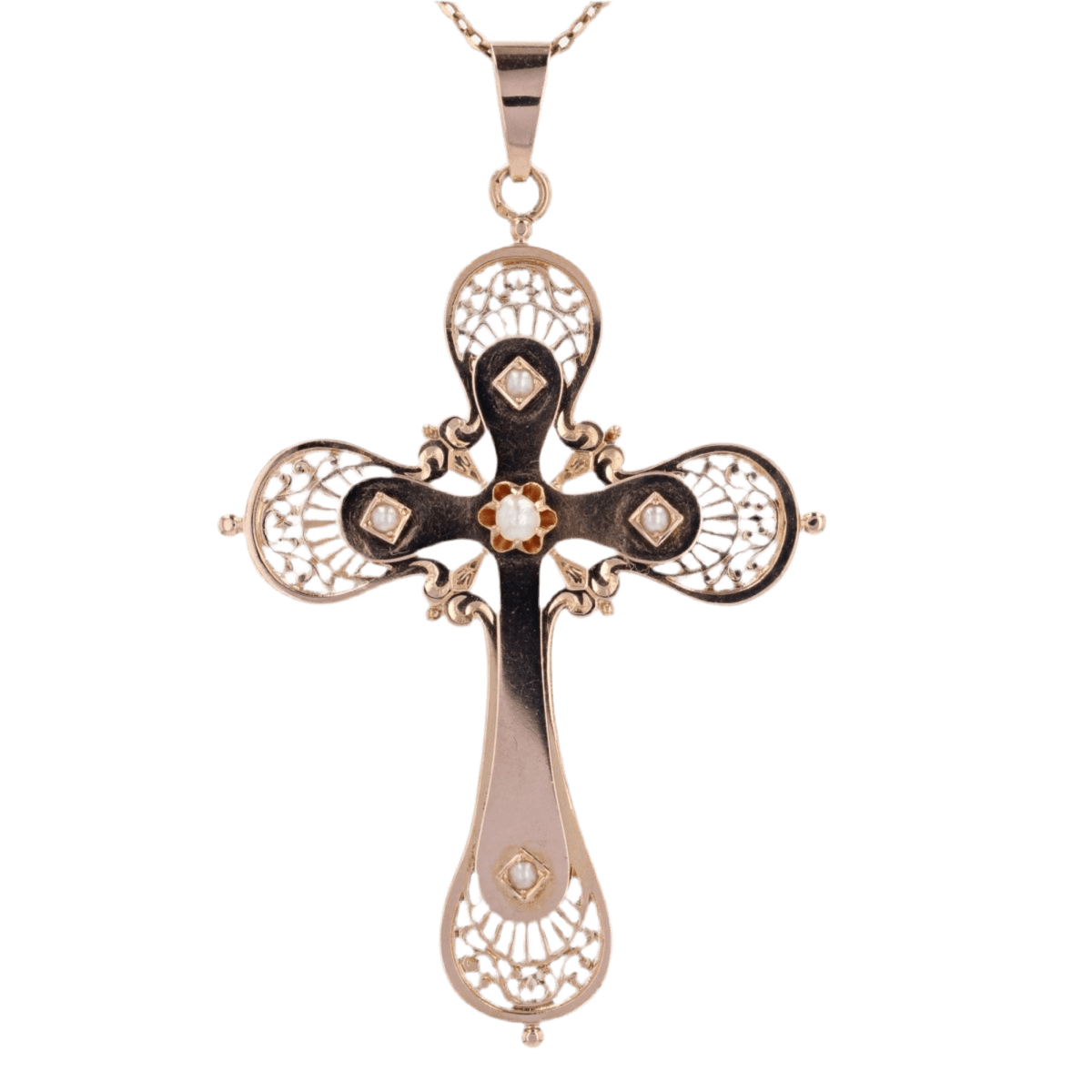 Pendentif en or rose et perles - Castafiore
