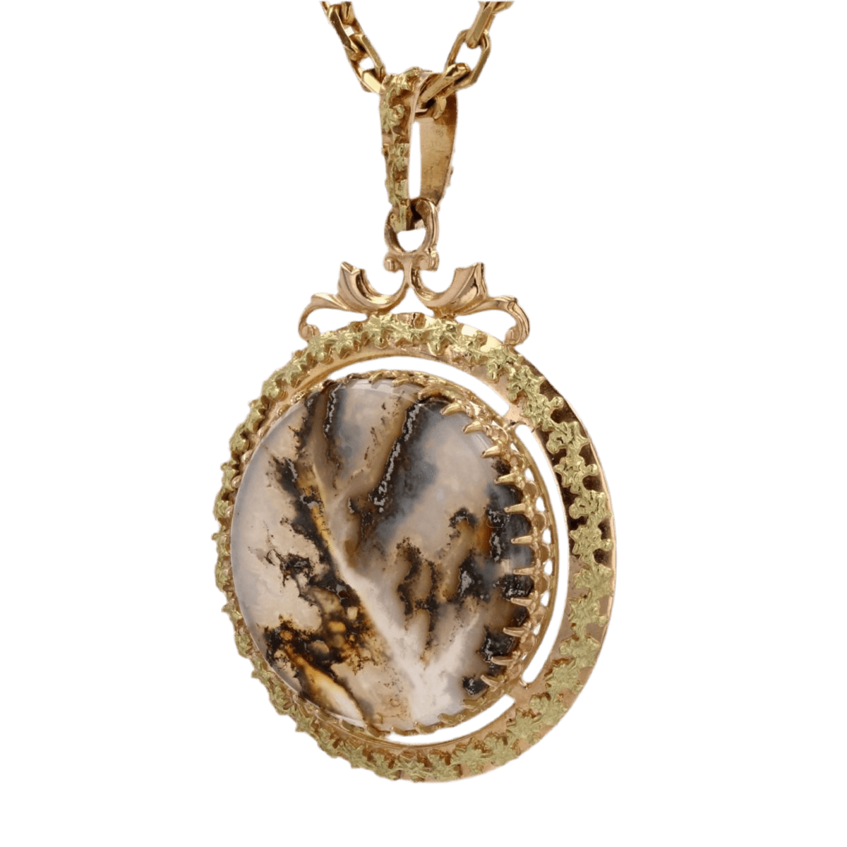 Pendentif en or rose, or vert et agate - Castafiore