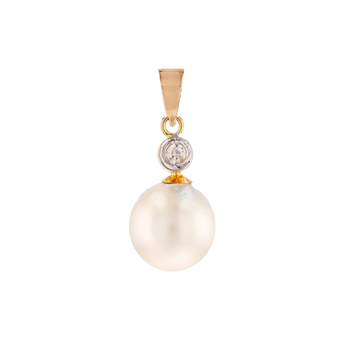 Pendentif en or rose, perle et diamant - Castafiore