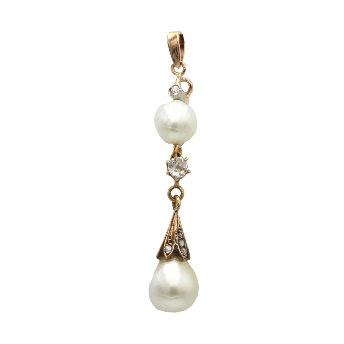 Pendentif en or rose, perles et diamants - Castafiore