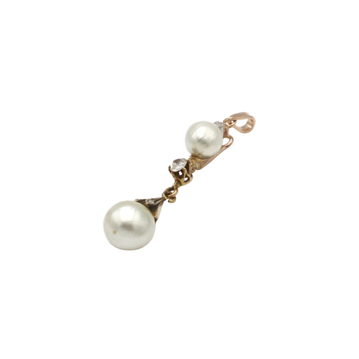 Pendentif en or rose, perles et diamants - Castafiore