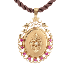 Pendentif en or rose, rubis et perle - Castafiore