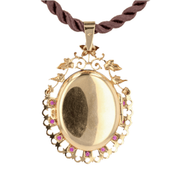 Pendentif en or rose, rubis et perle - Castafiore