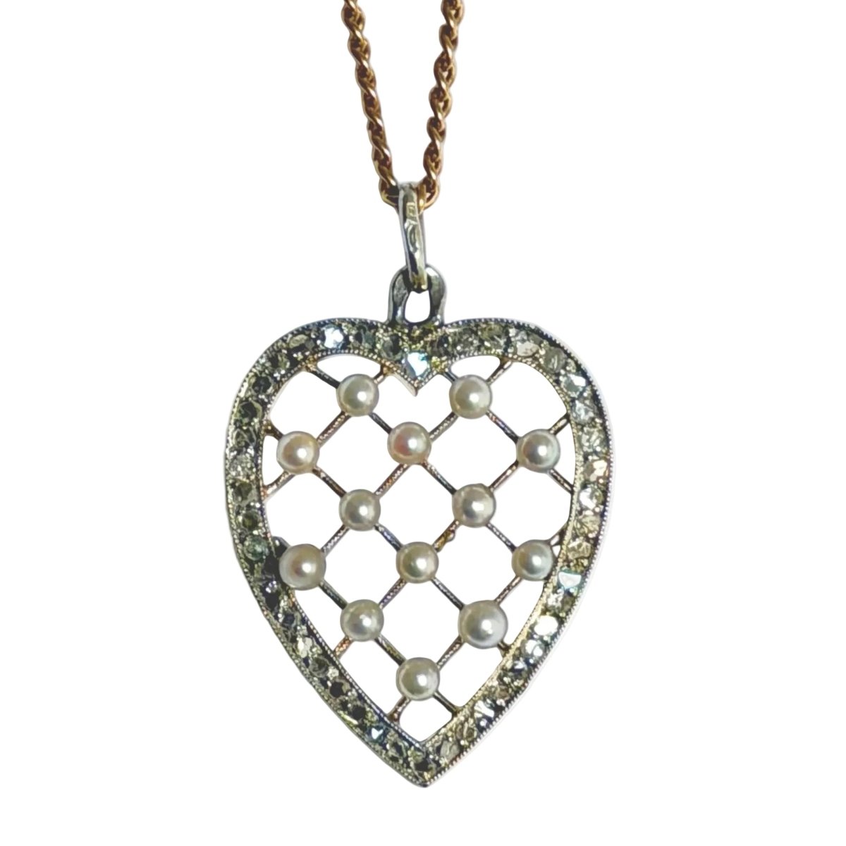 Pendentif en platine, or jaune, perles et diamants - Castafiore