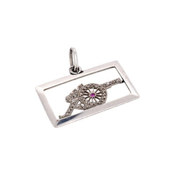 Pendentif en platine, rubis et diamants - Castafiore