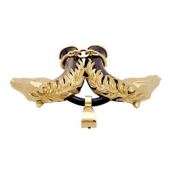 Pendentif FRED double tête de cheval en or jaune et corne. - Castafiore