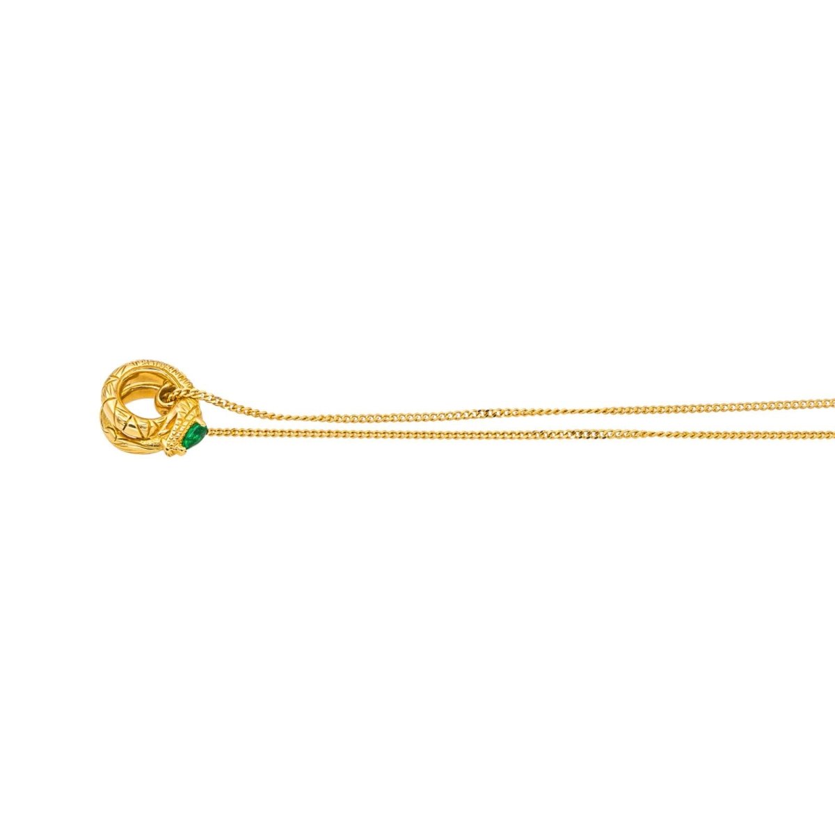 Pendentif GUCCI "Ouroboros" en or jaune et émeraude - Castafiore