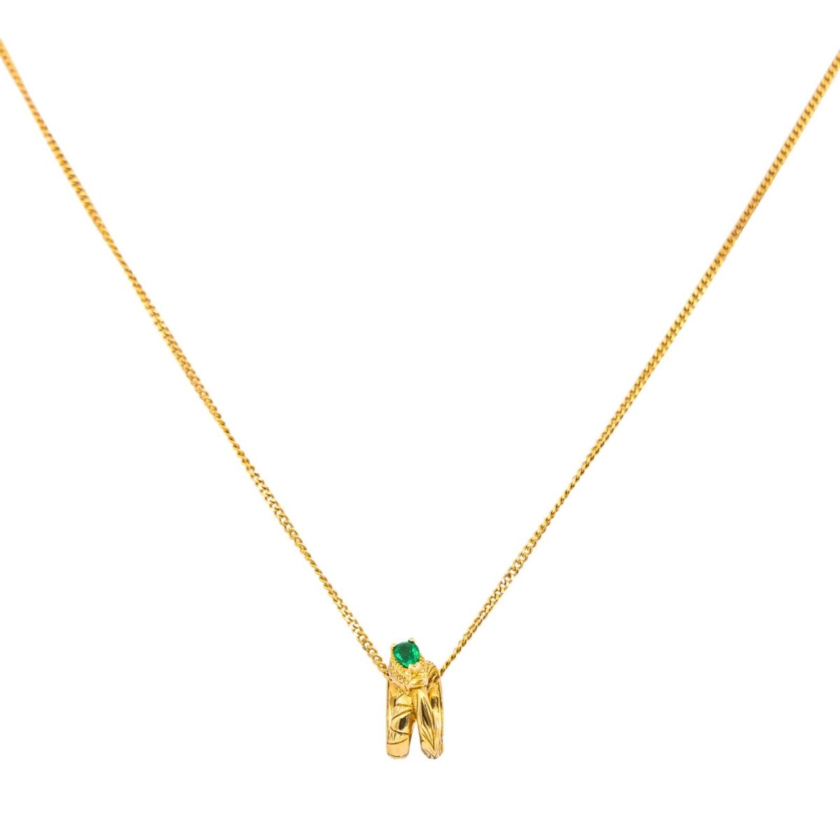 Pendentif GUCCI "Ouroboros" en or jaune et émeraude - Castafiore