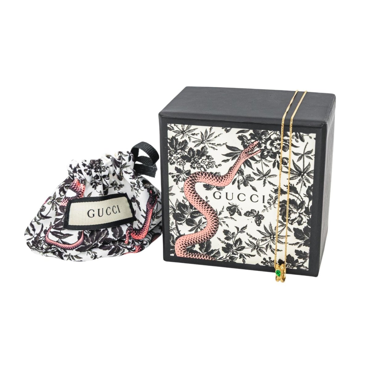 Pendentif GUCCI "Ouroboros" en or jaune et émeraude - Castafiore