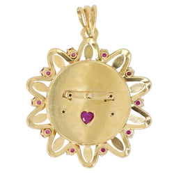 Pendentif Il bat pour toi grand modèle en or jaune et rubis - Castafiore