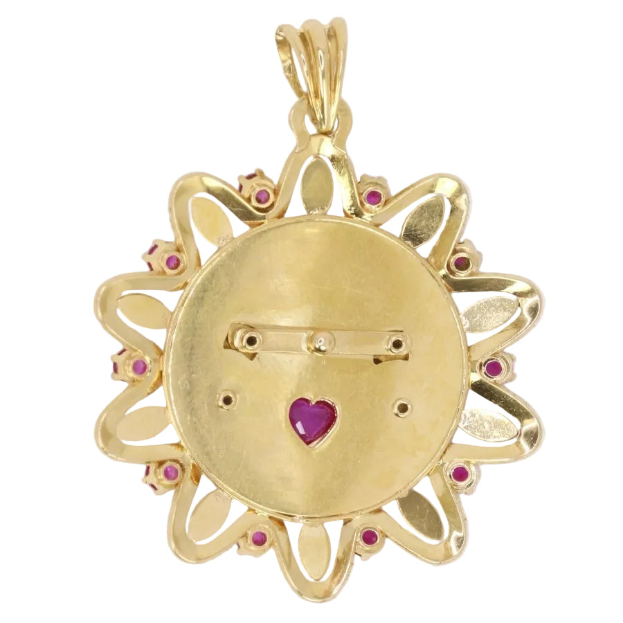 Pendentif Il bat pour toi grand modèle en or jaune et rubis - Castafiore