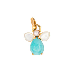 Pendentif ISABELLE LANGLOIS "Mon Ange" en or rose, amazonite, nacre et perle - Castafiore