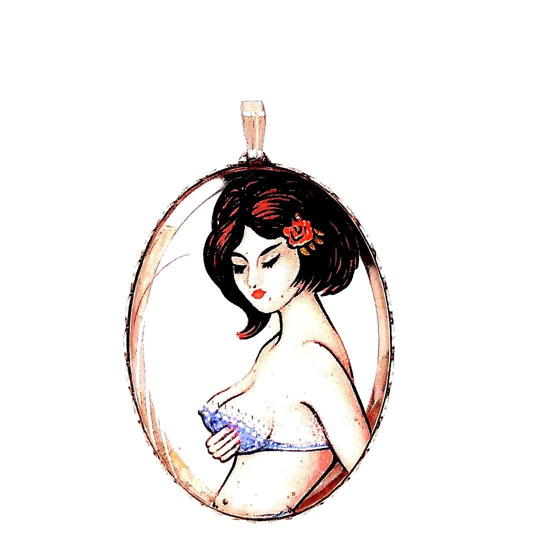 Pendentif Medaillon Pin Up Vintage - Castafiore