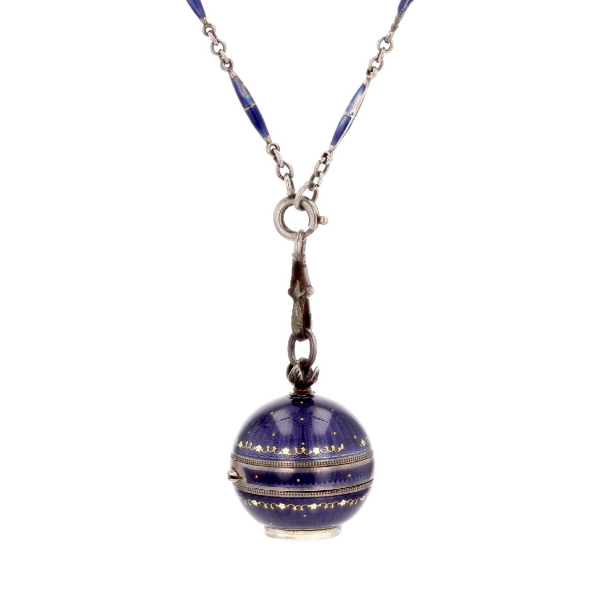 Pendentif MONTRE Boule de Genève en argent émaillé - Castafiore