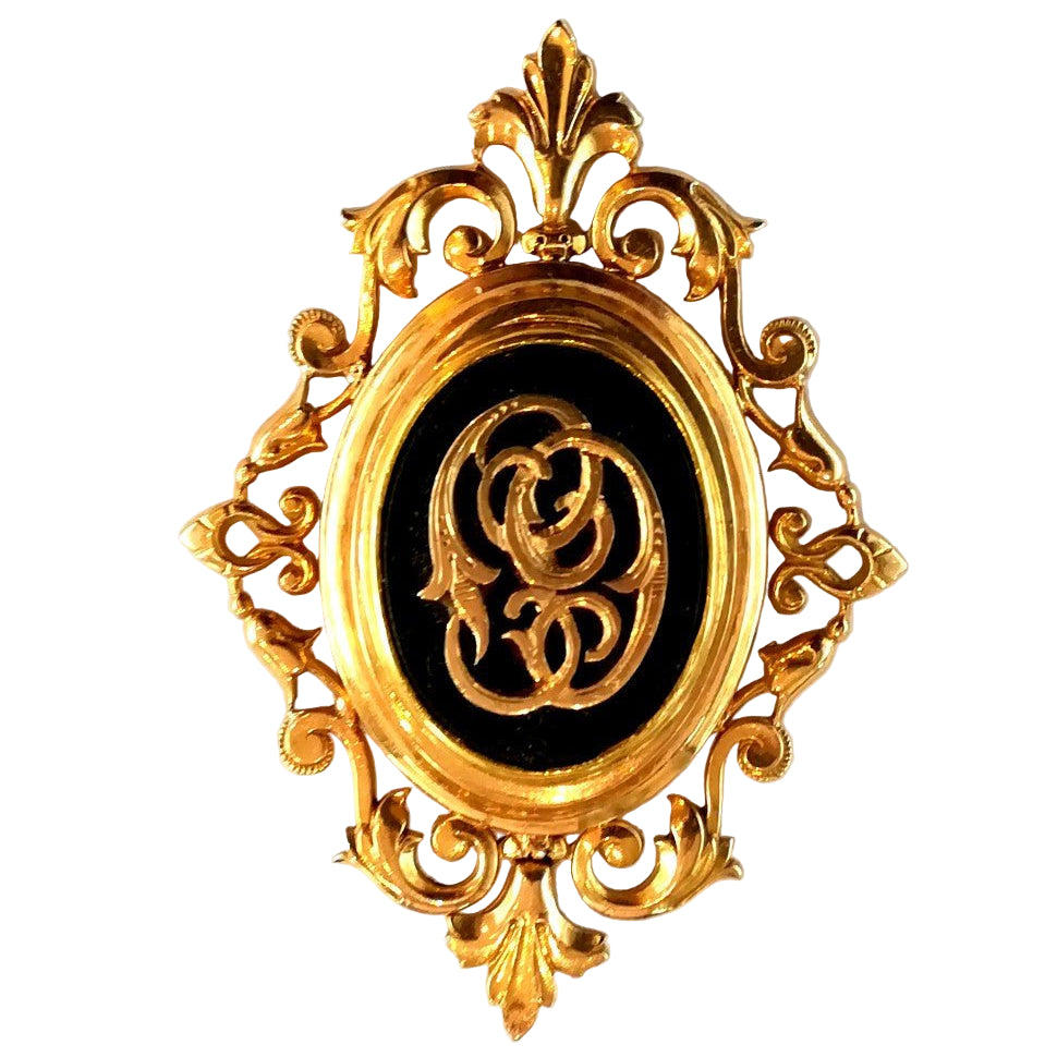 Pendentif Napoléon III en or jaune et onyx - Castafiore