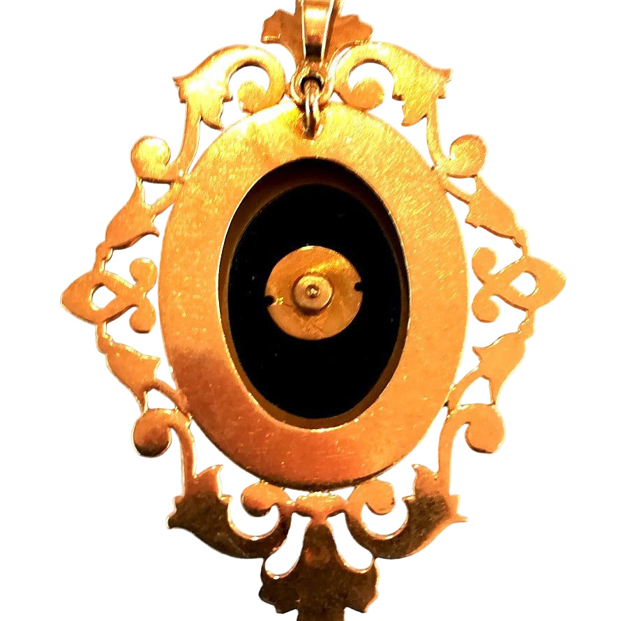 Pendentif Napoléon III en or jaune et onyx - Castafiore