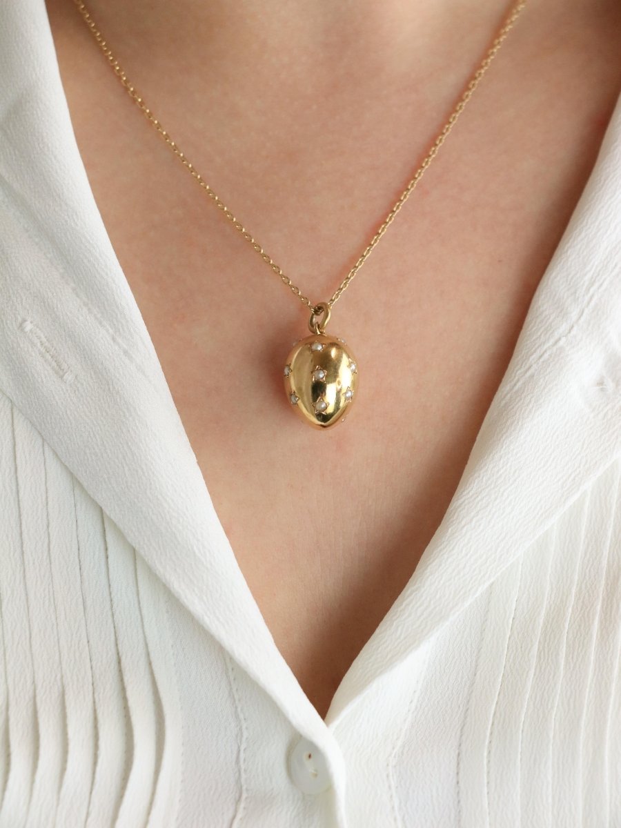 Pendentif œuf or jaune perles fines - Castafiore
