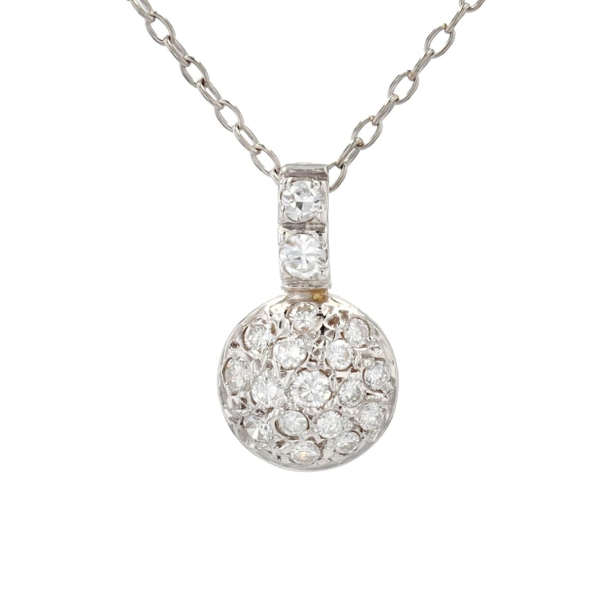 Pendentif or blanc diamants et sa chaine - Castafiore