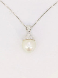 Pendentif or blanc diamants perle baroque - Castafiore