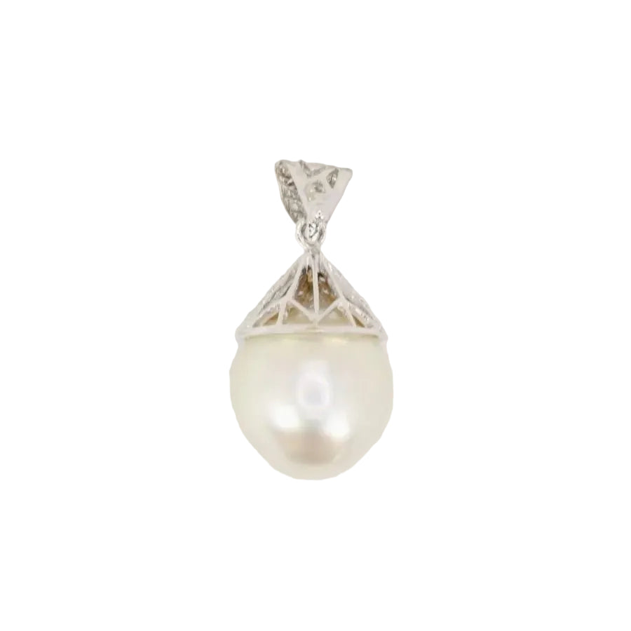 Pendentif or blanc diamants perle baroque - Castafiore