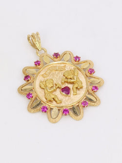 Pendentif or jaune rubis "Il bat pour toi" grand modèle - Castafiore