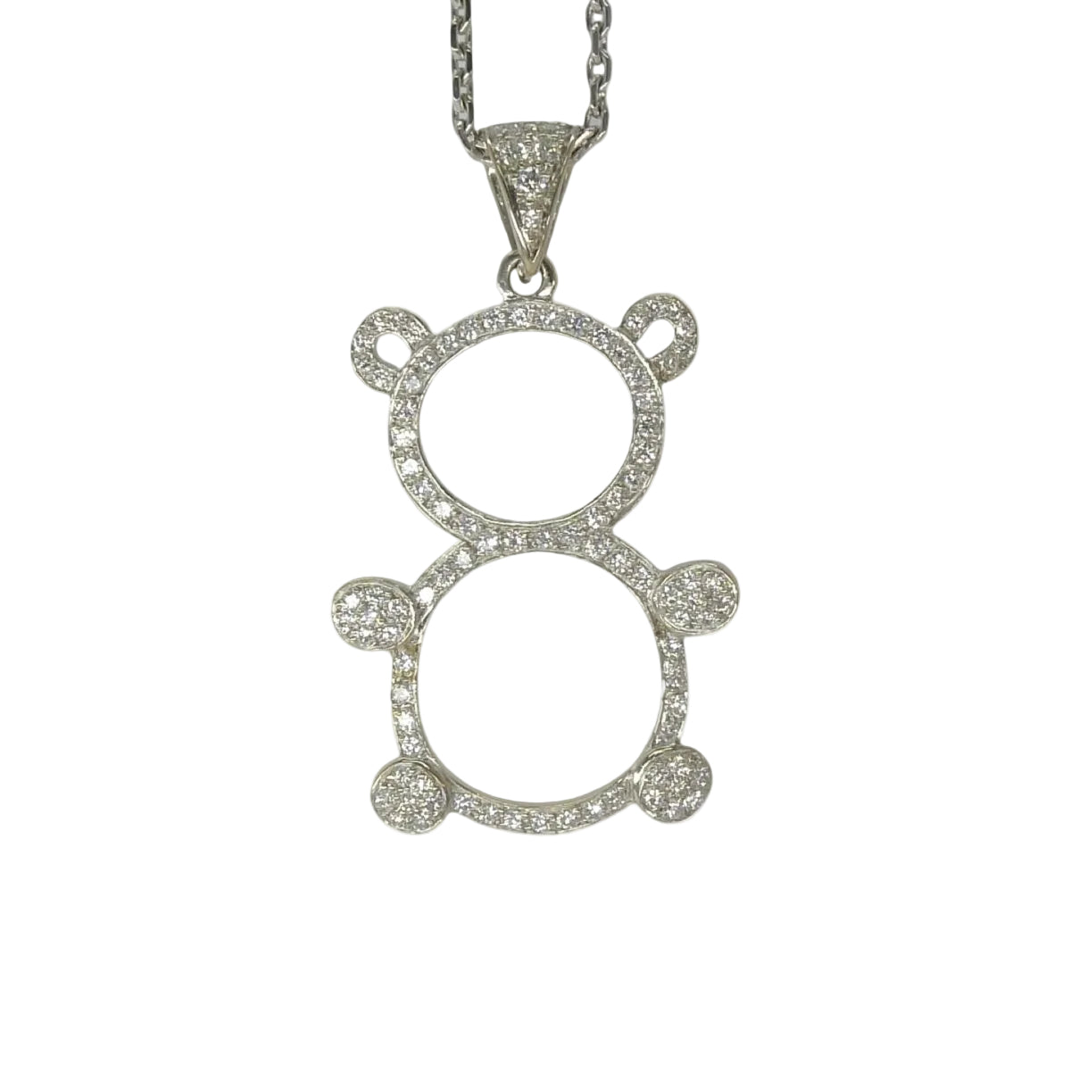 Pendentif ourson en or blanc et diamants - Castafiore