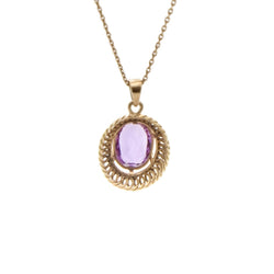 Pendentif ovale en or jaune et améthyste - Castafiore