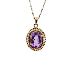Pendentif ovale en or jaune et améthyste - Castafiore