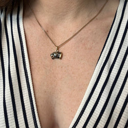 Pendentif panthère en or jaune noirci et émeraude - Castafiore