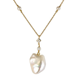 Pendentif Perle baroque, perles et diamant - Castafiore