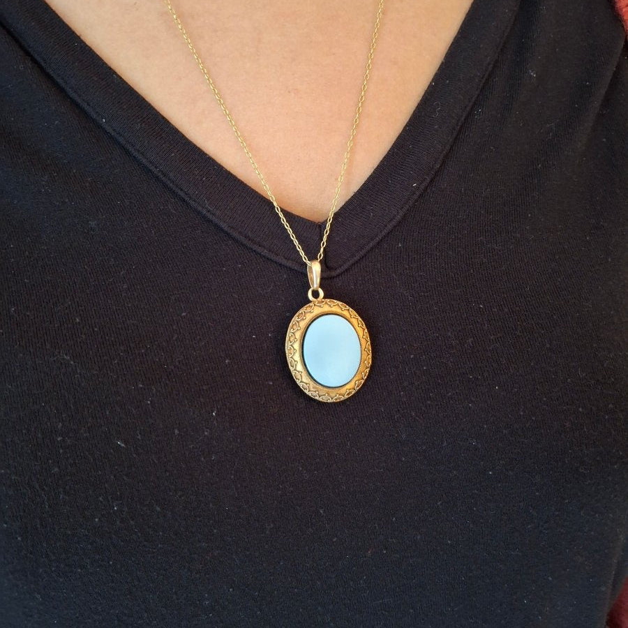 Pendentif Photo en or jaune et onyx - Castafiore