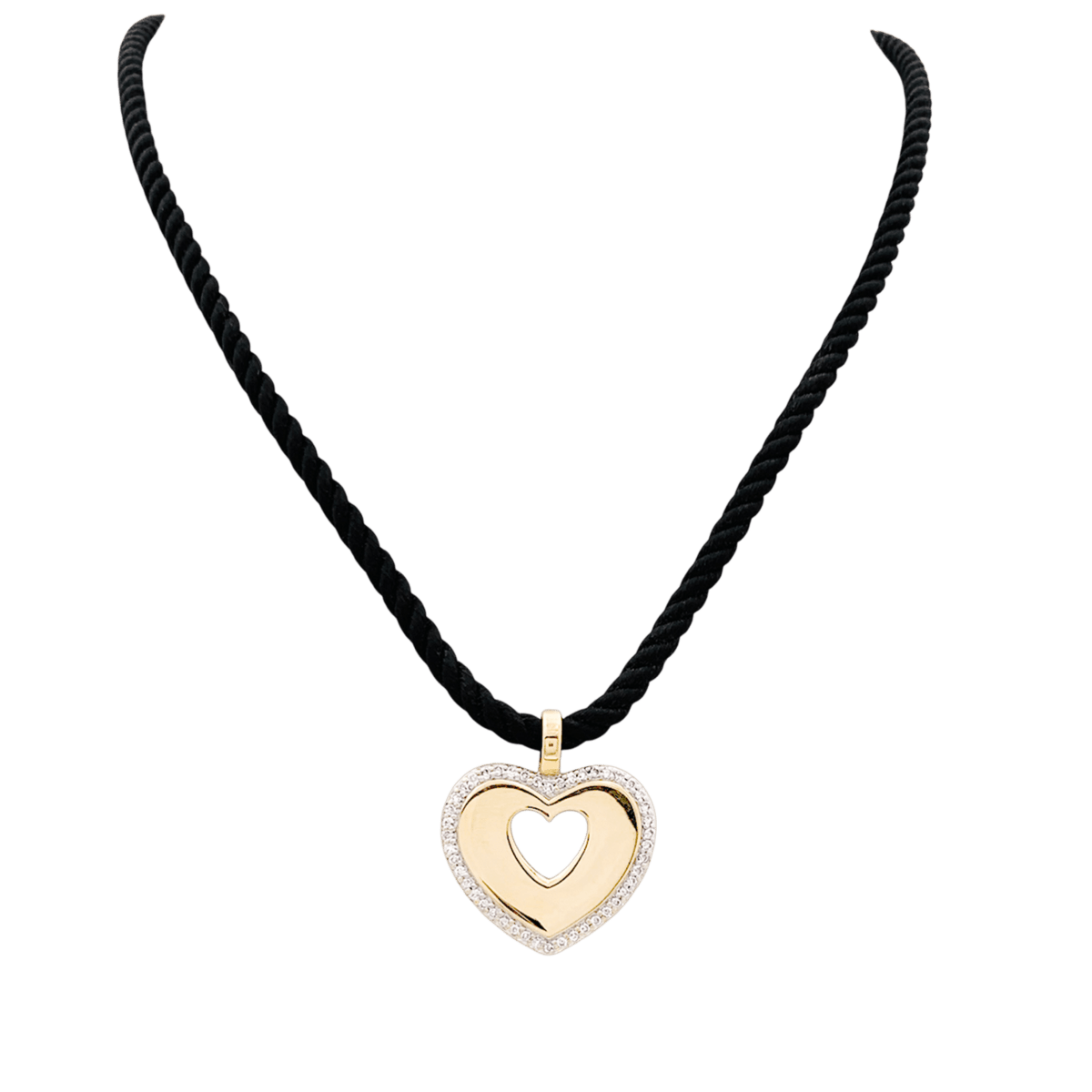 Pendentif POIRAY "Coeur Secret" en or blanc, or jaune et diamants - Castafiore