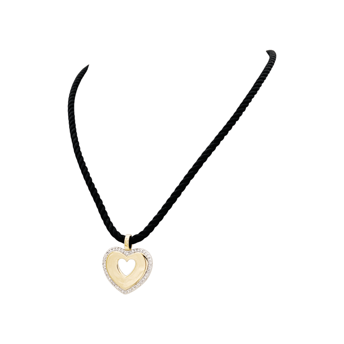 Pendentif POIRAY "Coeur Secret" en or blanc, or jaune et diamants - Castafiore