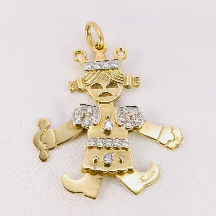 Pendentif Pomellato Petite Reine articulé 2 ors diamants - Castafiore