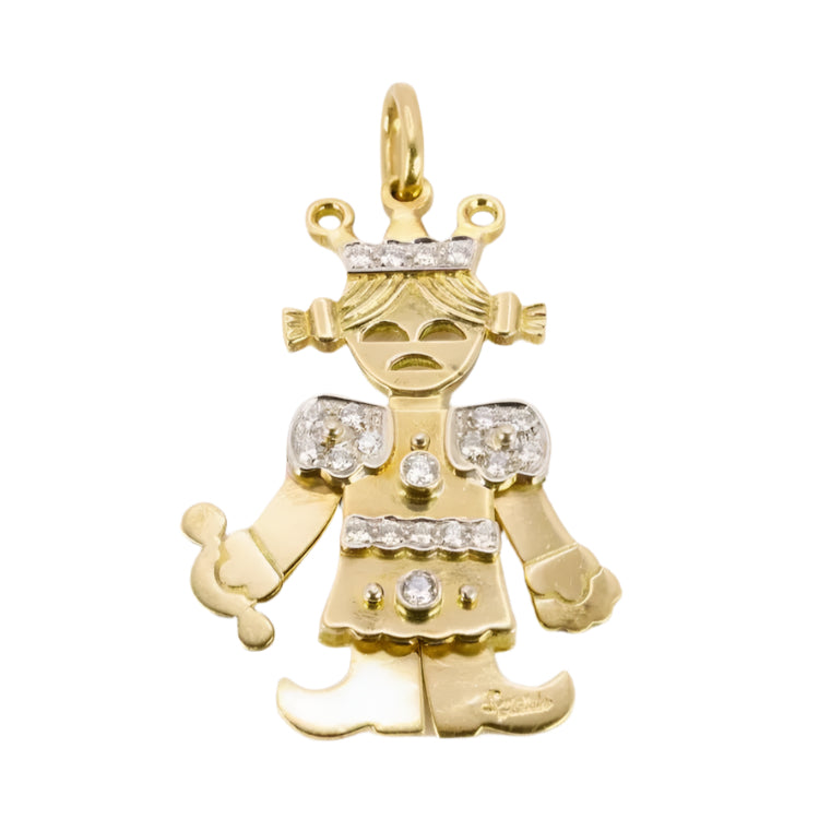 Pendentif Pomellato Petite Reine articulé 2 ors diamants - Castafiore