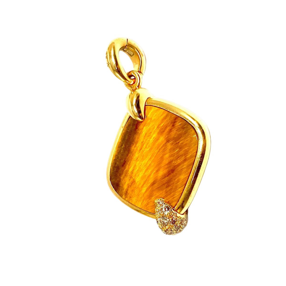 Pendentif POMELLATO "Ritratto" en or rose, oeil de tigre et diamants - Castafiore