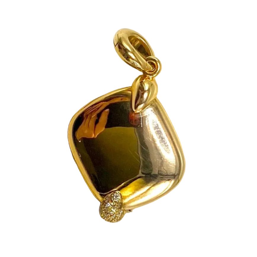 Pendentif POMELLATO "Ritratto" en or rose, oeil de tigre et diamants - Castafiore