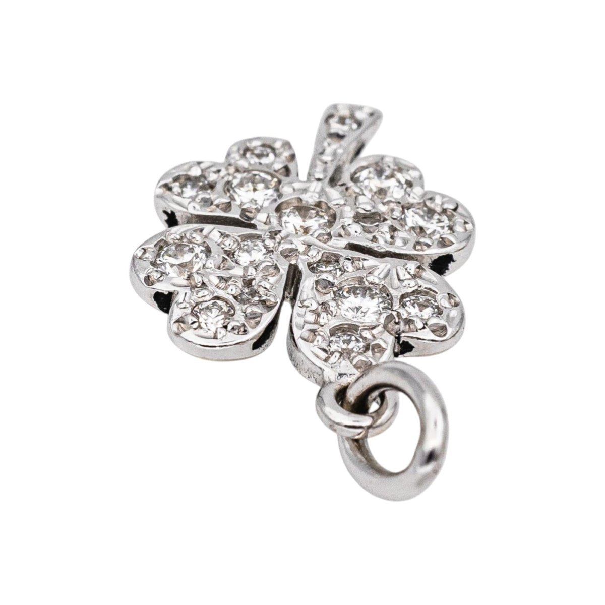 Pendentif POMELLATO "Trèfle" en or blanc et diamants - Castafiore