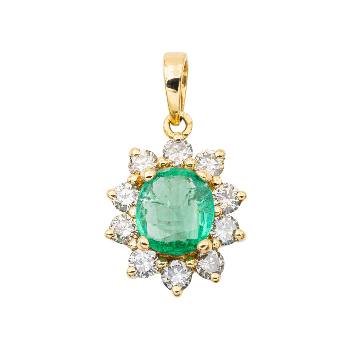 Pendentif Pompadour Or jaune Emeraude - Castafiore