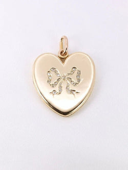 Pendentif porte photo coeur Art Nouveau or jaune diamants taille rose - Castafiore