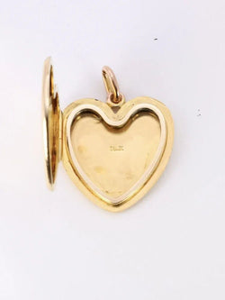 Pendentif porte photo coeur Art Nouveau or jaune diamants taille rose - Castafiore