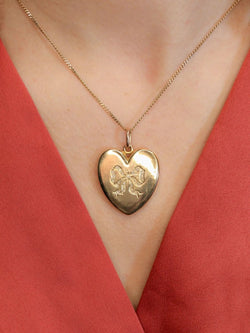 Pendentif porte photo coeur Art Nouveau or jaune diamants taille rose - Castafiore